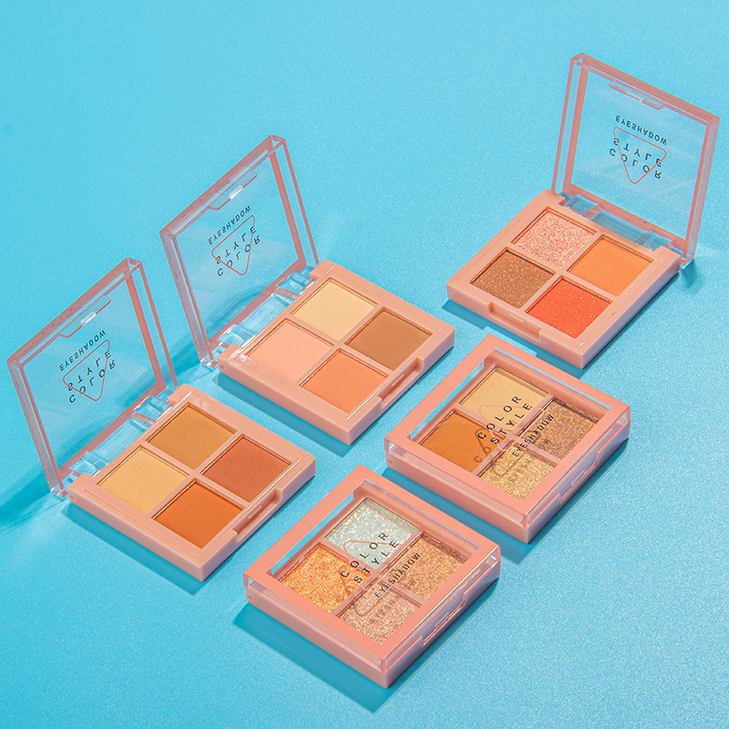 Ruili Makeup four-color eyeshadow matte pearlescent earth tone eyeshadow palette, affordable brand cosmetics and beauty wholesale full figure