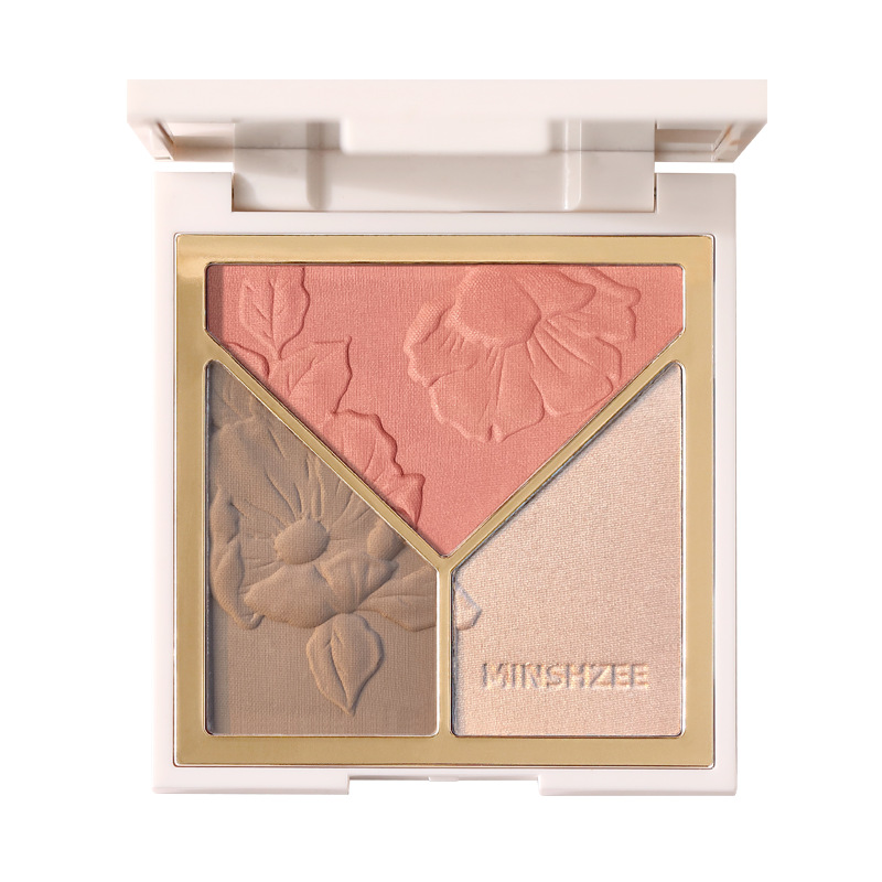 Contouring plate, blush, powder compact with brush exclusive link, powder compact, touchup, setting brush, cross-border highlighter Contouring plate, Women's Light and Shadow Application Scenario