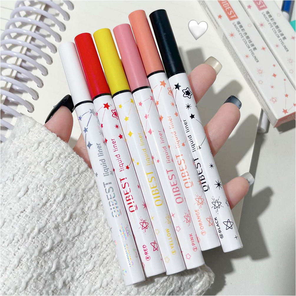 QIBEST~ Xiqing colored eyeliner Liquid Pen, cute, natural and versatile. 12-color eyeliner for students, affordable cross-border wholesale Specification drawing