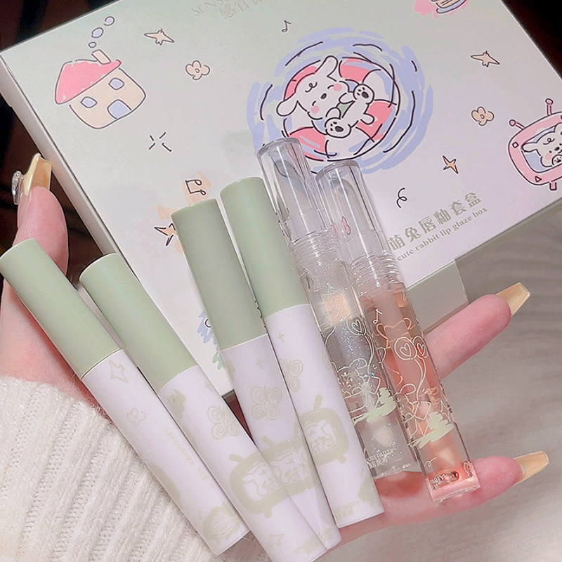 Sensory Party, Fresh and Cute rabbit Lip Gloss Set of Six pieces, matte velvet Whitening Moisturizing Lip gloss wholesale details Picture