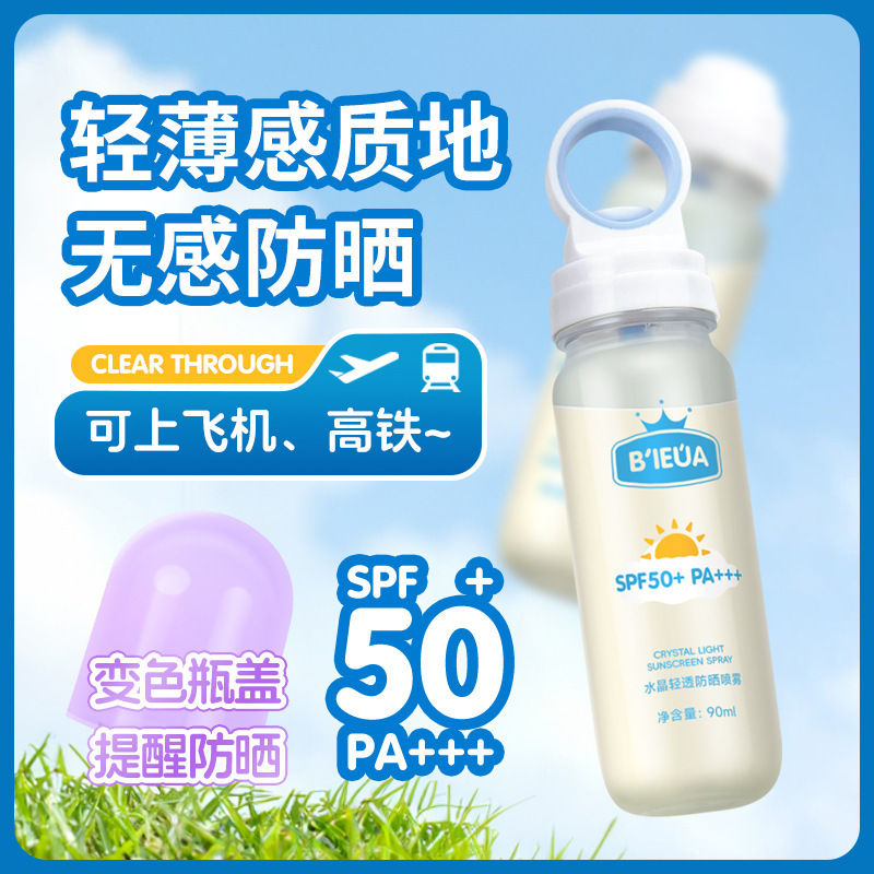 This cartoon small aperture crystal sunscreen spray is 50 times transparent and colorless, suitable for use on planes, high-speed trains and subways full figure
