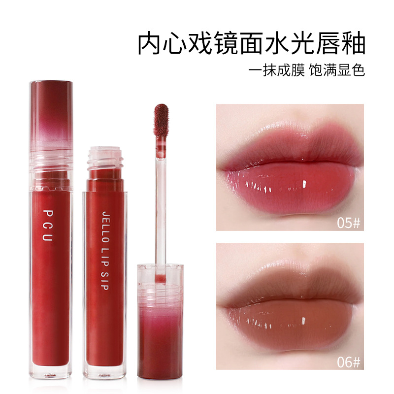 PCU Inner Drama Mirror Water Gloss Lip Gloss forms a long-lasting film without fading, providing a moist feel. It's a popular lip gloss details Picture