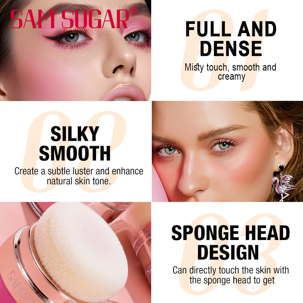 SAM SUGAR Cushion Blush Blush Powder for Lazy Contouring and brightening Mushroom Head Powder Puff Matte Eyeshadow Specification drawing