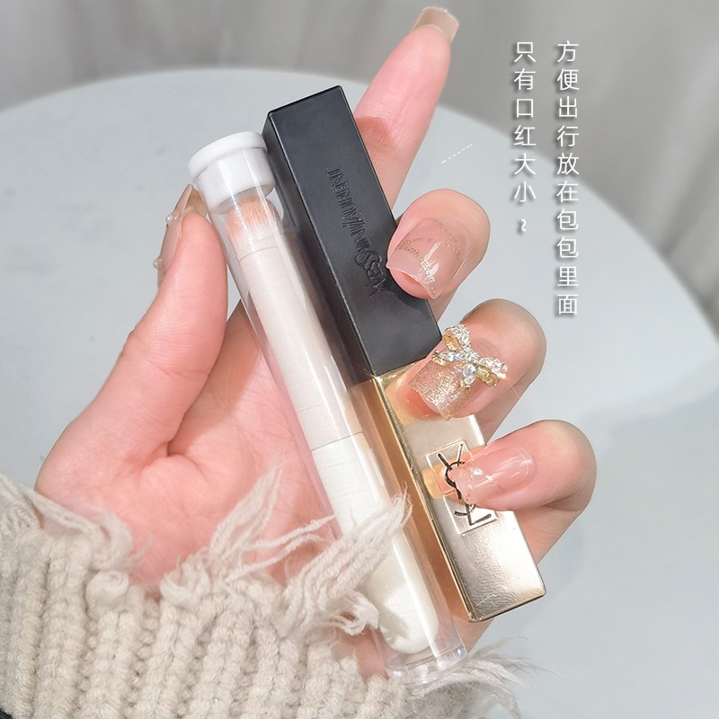 【 With storage Tube 】 Lip brush, lipstick brush, short round head portable lip makeup brush, 270 Concealer brush, cross-border details Picture