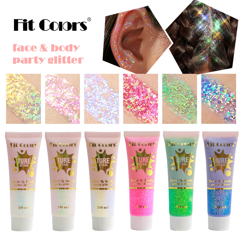 Fit Colors Starry Sky Tube Sequin Gel Chameleon High Gloss Eyeshadow Face, Lip and Body Glitter 30ml full figure