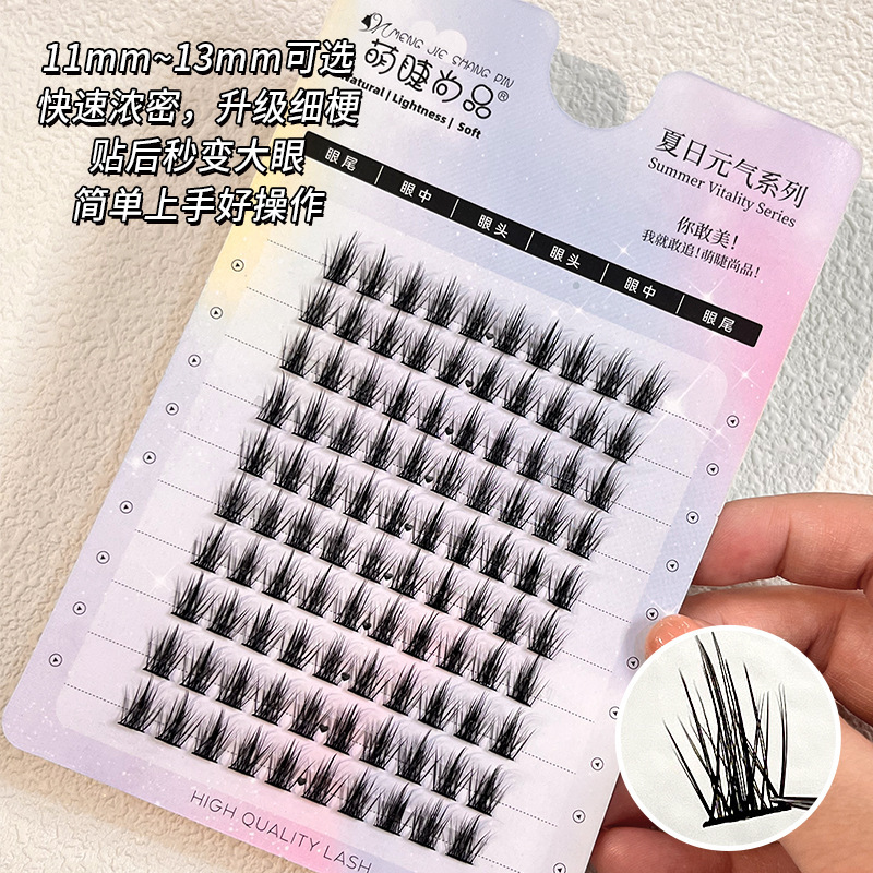 Mengjie Shangpin 10-row tassel wheat ear eyelashes, single cluster segmented natural comic style, lazy person's perfect eyelashes for beginners Application Scenario