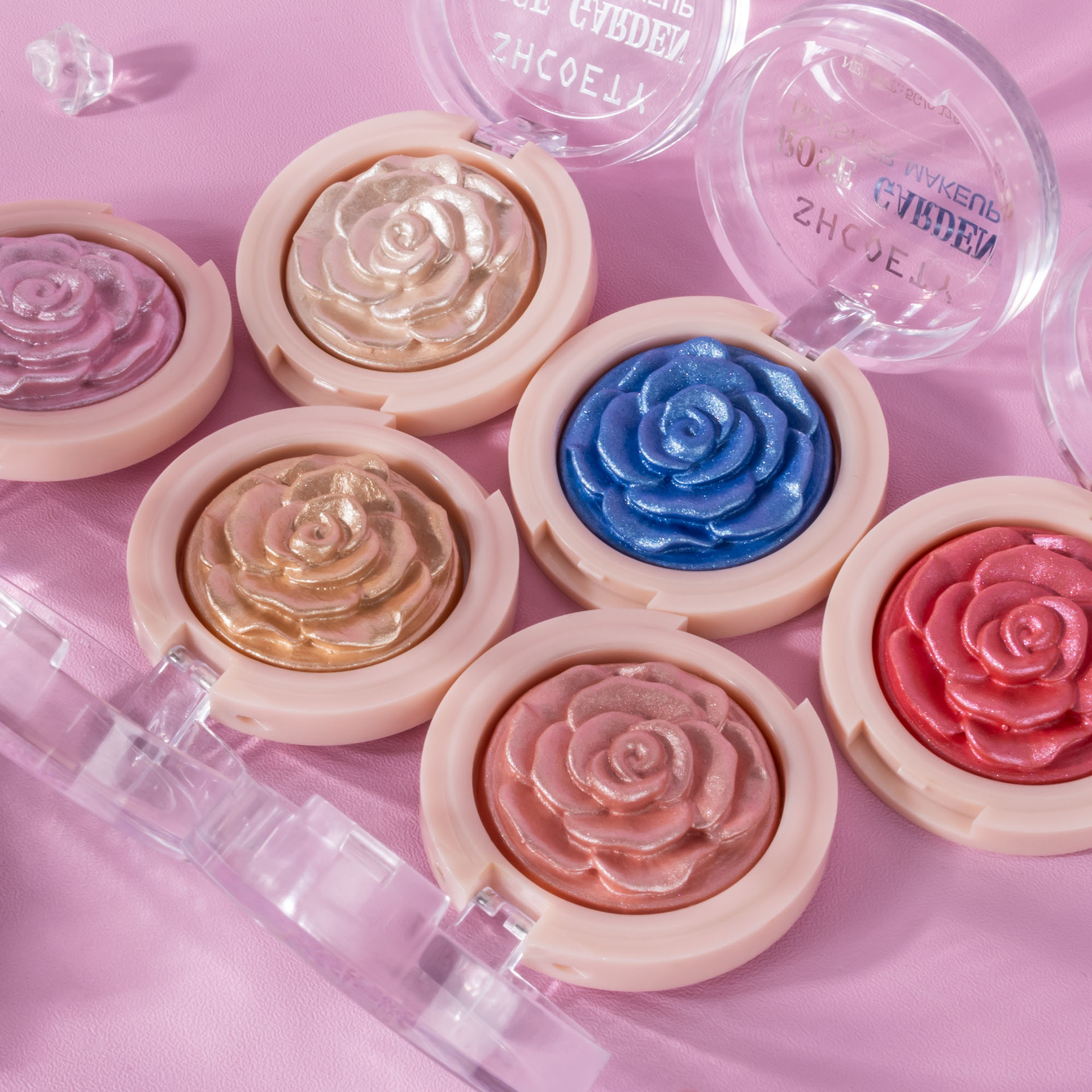 SHCOETY3D Engraved rose Highlighter Blush Plate Body, Face, eyes, nose and shadow Three-dimensional Brightening and contouring Powder compact details Picture