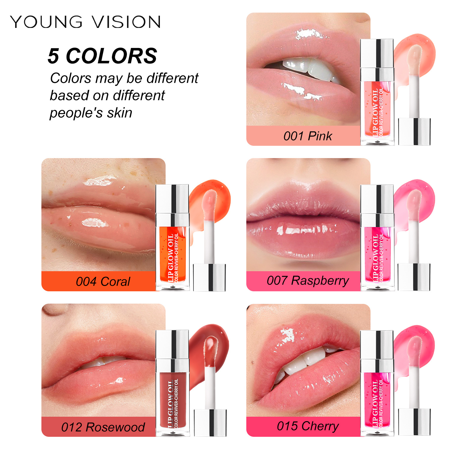 YOUNG VISION Lip Oil is available in 5 colors: Dudu Lip Gloss, Water Mist Lip Lotion and Lip Moisturizer details Picture