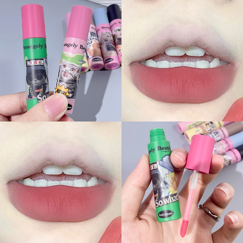 kobeleen Fun Cat Lip Gloss Velvet matte, waterproof, non-fading, Whitening, affordable student lipstick Specification drawing
