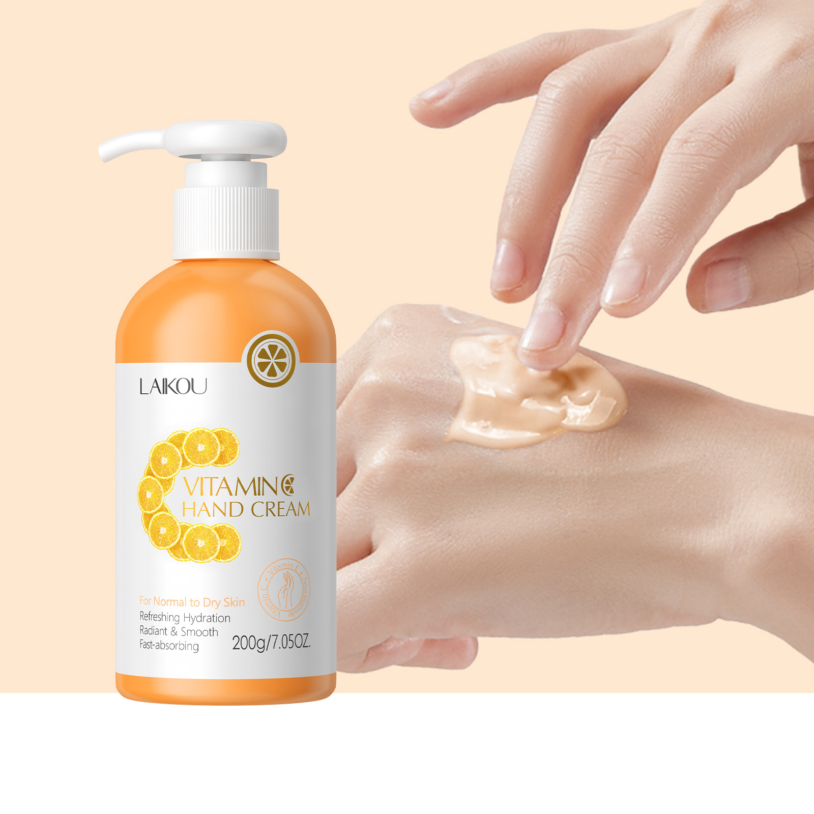 Cross-border new product Laikou Vitamin c Hand Cream 200g hydrating and moisturizing hand care, available for wholesale from the manufacturer full figure