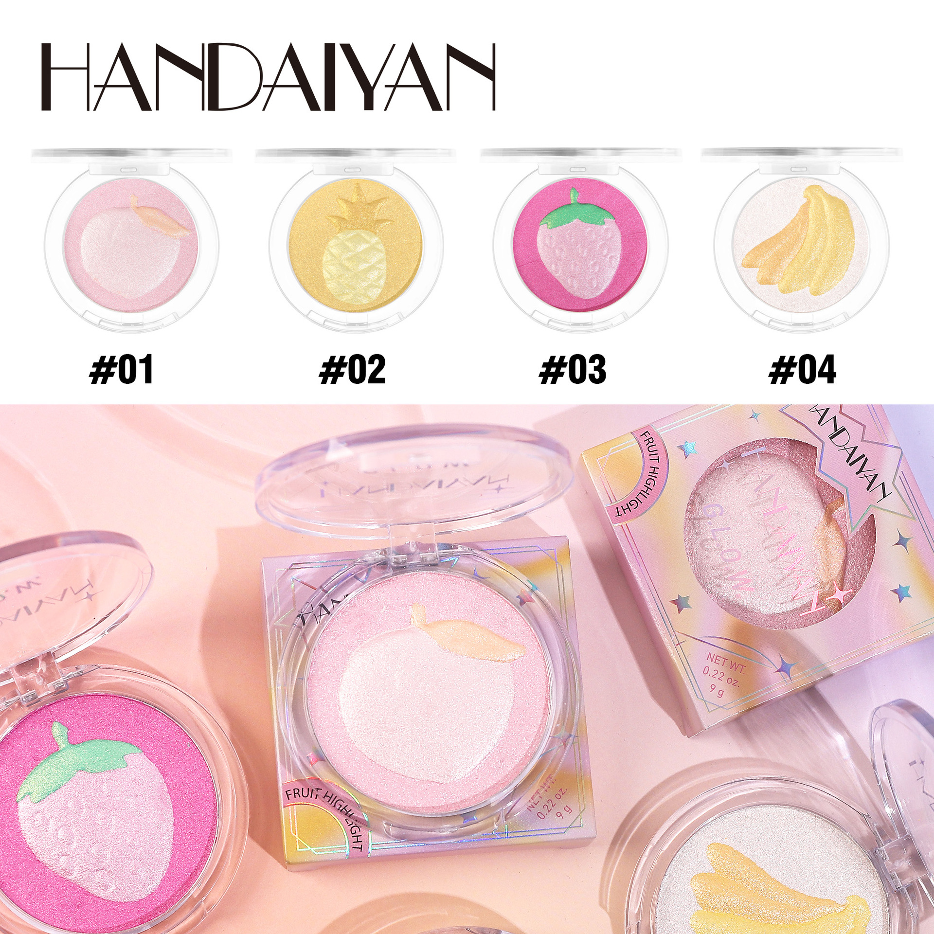 Cross-border High-gloss Powder Contouring and brightening Plate handaiyan Fruit Series Pearlescent Fine Glitter Makeup wholesale details Picture