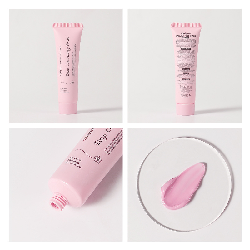 Cross-border QUIYUM Cherry Blossom Mask Mud (Color Box) 30g Cleansing, Hydrating and Moisturizing FDA factory wholesale in stock Specification drawing