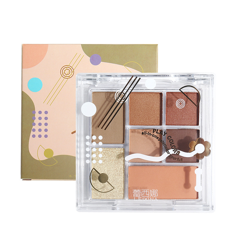 Tangram playful eyeshadow palette, earth tones, everyday light makeup, affordable blush, highlighter contouring, one set for multiple uses, suitable for novice girls Item Picture