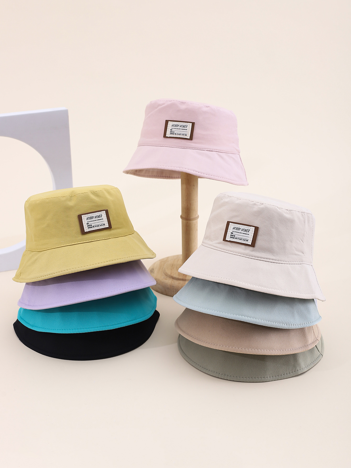 Spring and summer bestseller Children's HOBBY HOVER single-sided fisherman hat Cute Cartoon classic versatile personality Children's single-sided fisherman hat with built-in drawstring on the inner side full figure