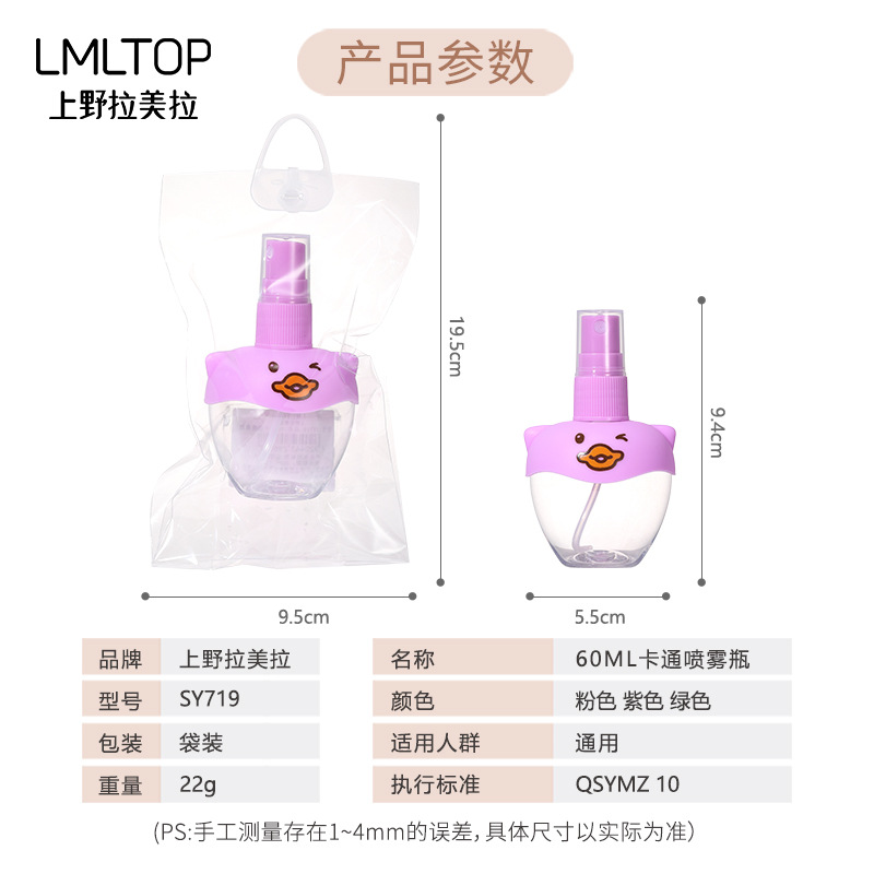 LMLTOP Cartoon Spray Bottle 60ml Cosmetic Dispensing bottle Travel Compact Portable Empty Bottle Spray Bottle SY719 Application Scenario