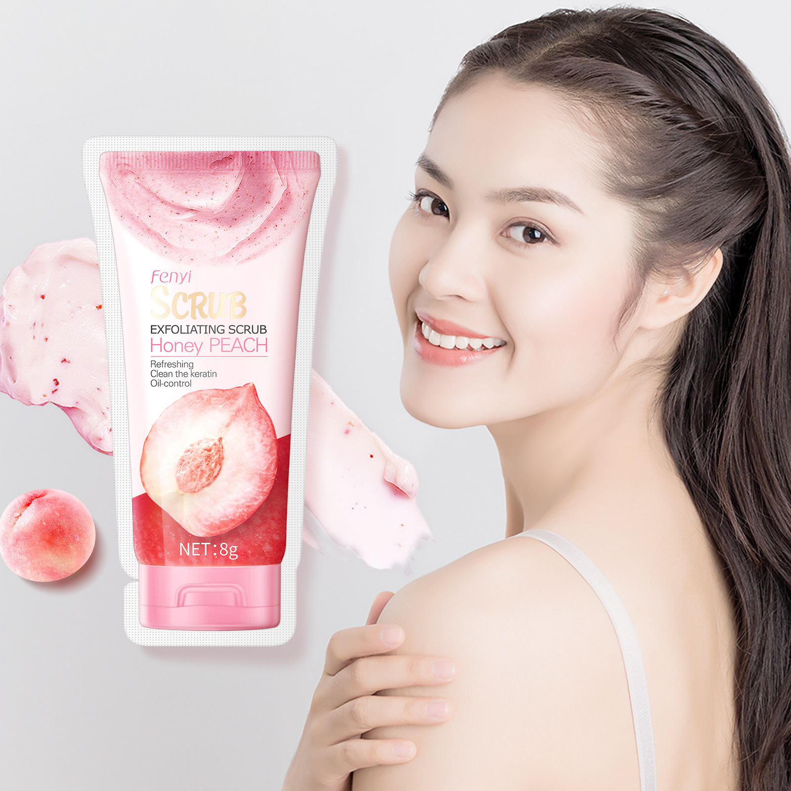 Fenyi Peach Light Sensation Body Scrub 8g Body and Face Cleansing, Pore and Exfoliating Skin Care Product wholesale full figure