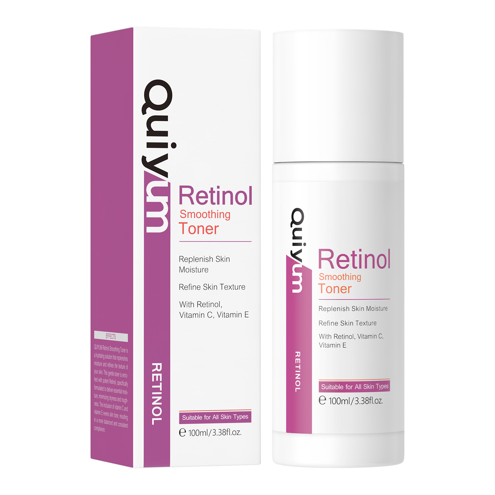 Cross-border QUIYUM Retinol Toner 100ml is a skincare product from a manufacturer that hydrates, moisturizes, nourishes and makes the skin tender and elastic Item Picture
