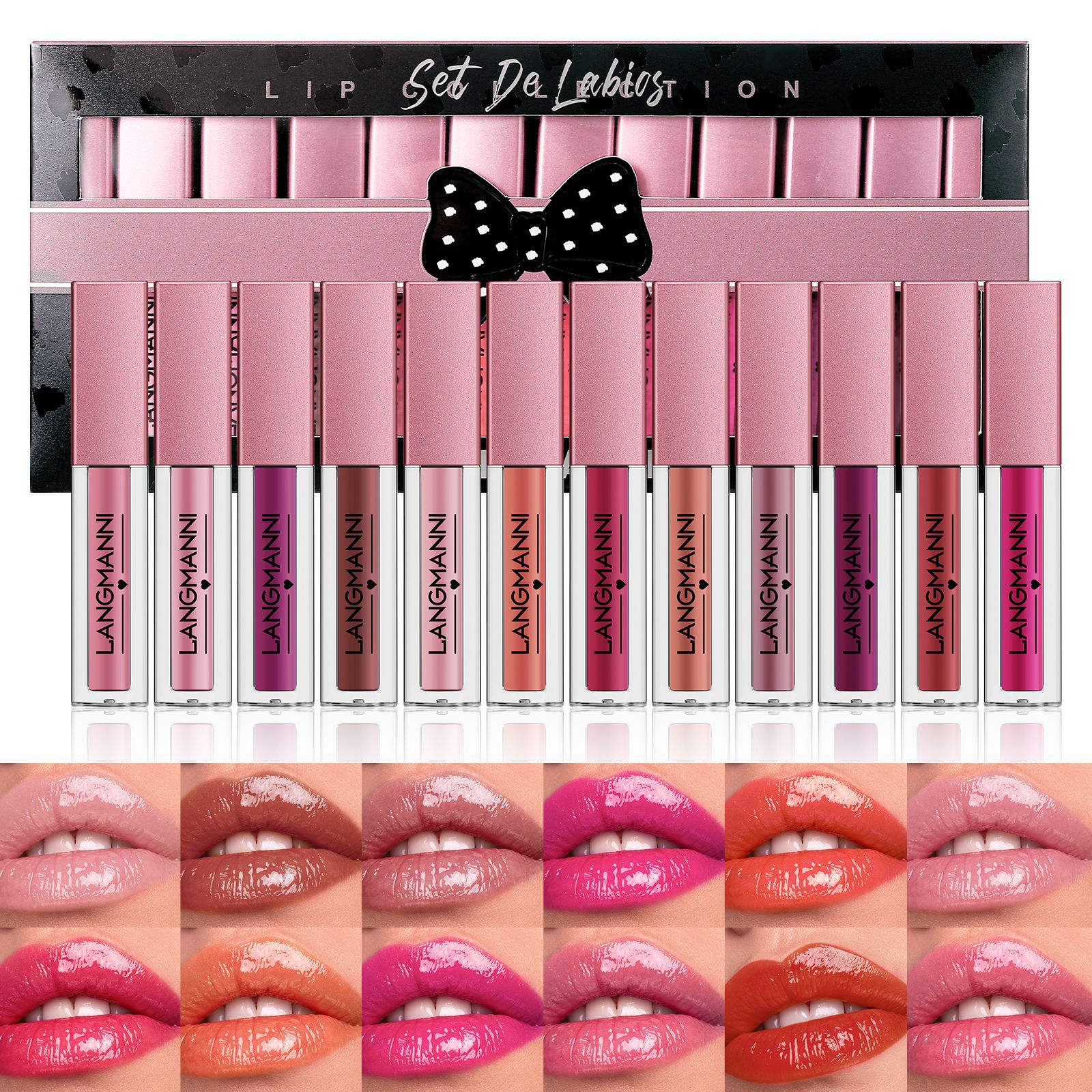 Langmanni 12-piece Lip Gloss Set, Lip Gloss, Lip Blush and Glossy Lip Gloss Gift Box Set full figure