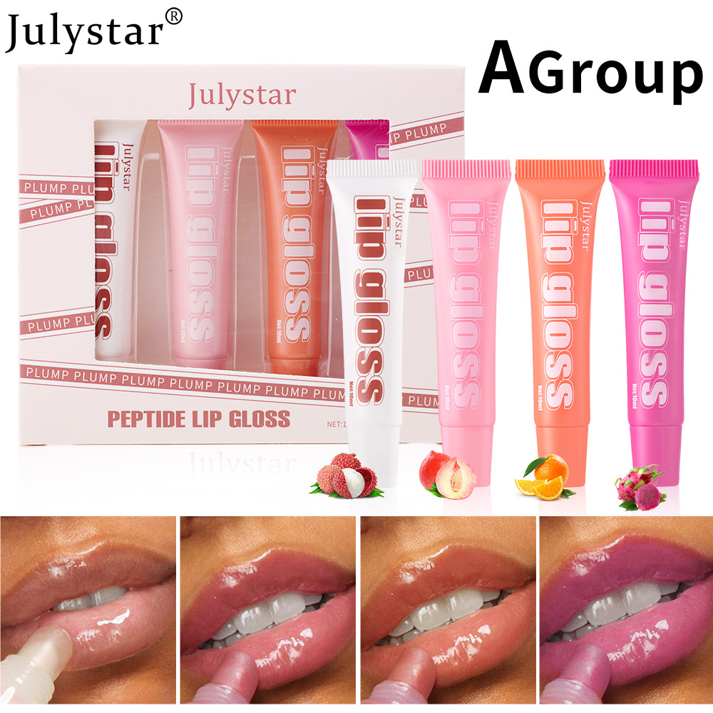 Julystar's best-selling Lip Moisturizing Fruit-flavored Lip Gloss 4-tube Set, Lip Gloss Moisturizing and Hydrating Lip Oil Makeup Specification drawing