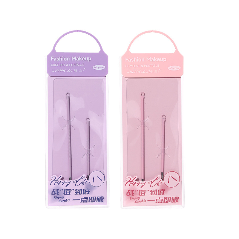 LMLTOP stainless steel double-headed acne needle, 2-piece set, comedone needle, long and short combination, blackhead pimple picking needle LLT24 Item Picture