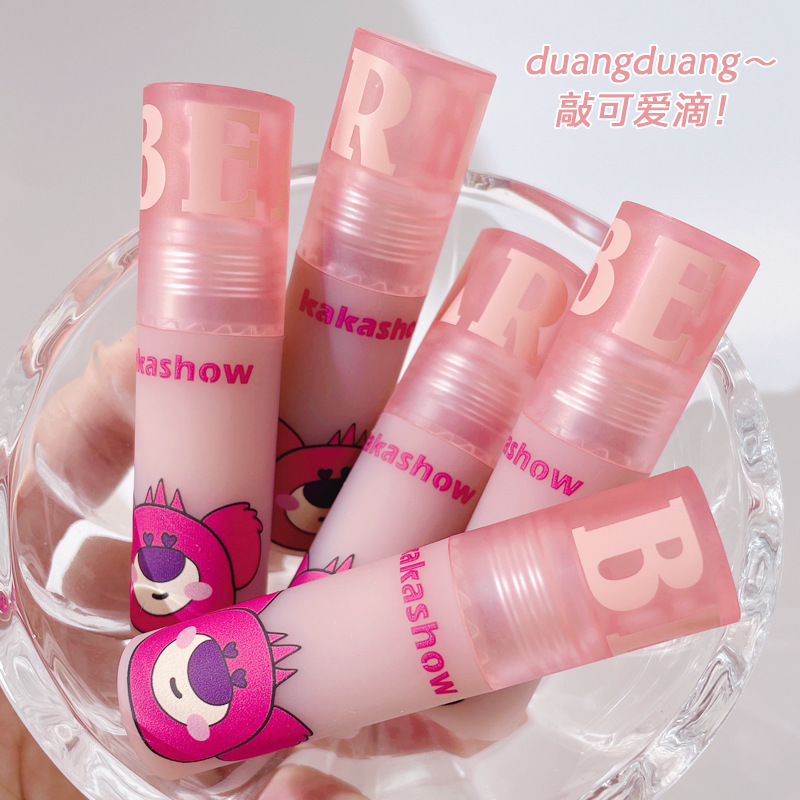 kakashow Sweetheart Bear Lip Gloss Velvet matte Glaze Mud moisturizing and non-stick cup 6-color lipstick Whitening full figure
