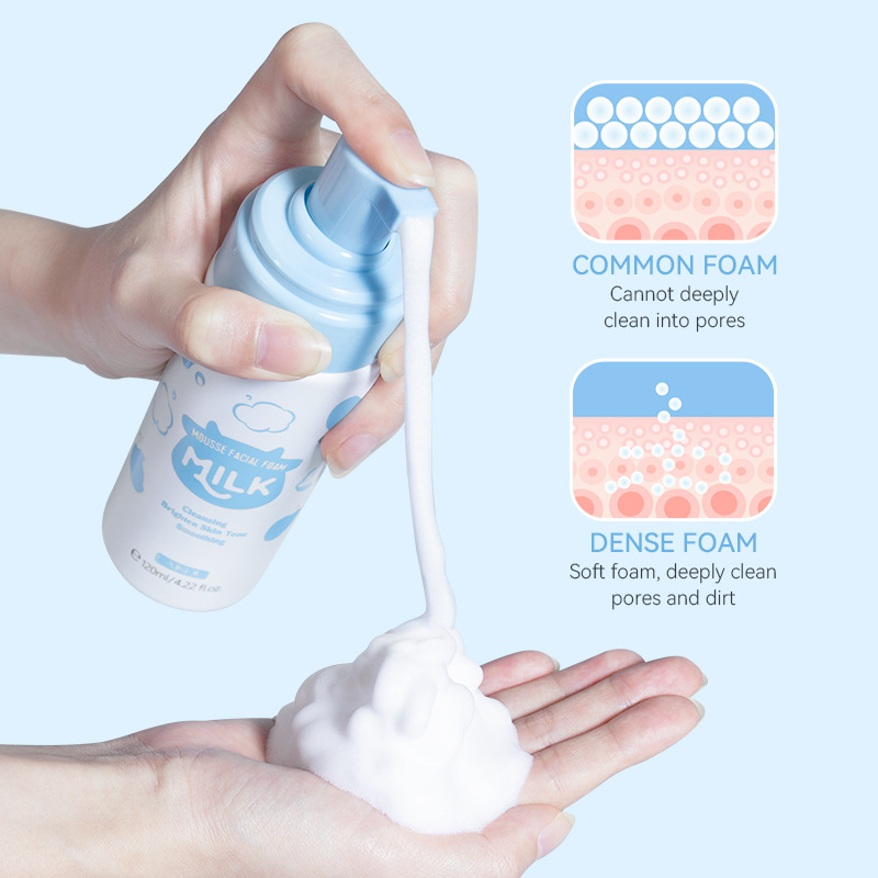 LAIKOU Milk Cleansing Mousse 120ml Facial Pore-cleaning Skin Care Products wholesale temu Shrimp Peel details Picture