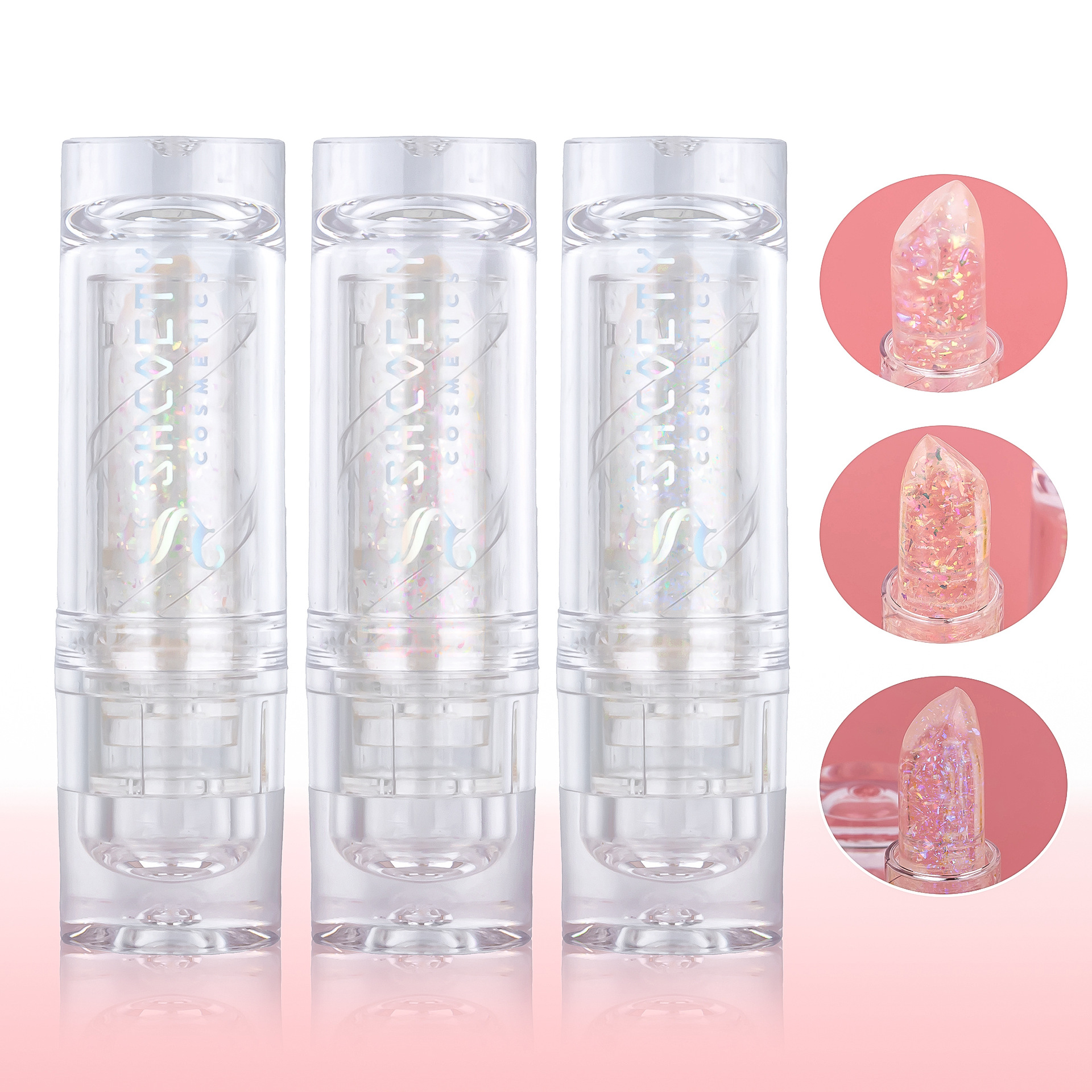 SHCOETY Cross-border 3-color temperature-changing lipstick Flash anti-cracking long-lasting Moisturizing Lip Oil Hydrating Jelly Lipstick Makeup details Picture