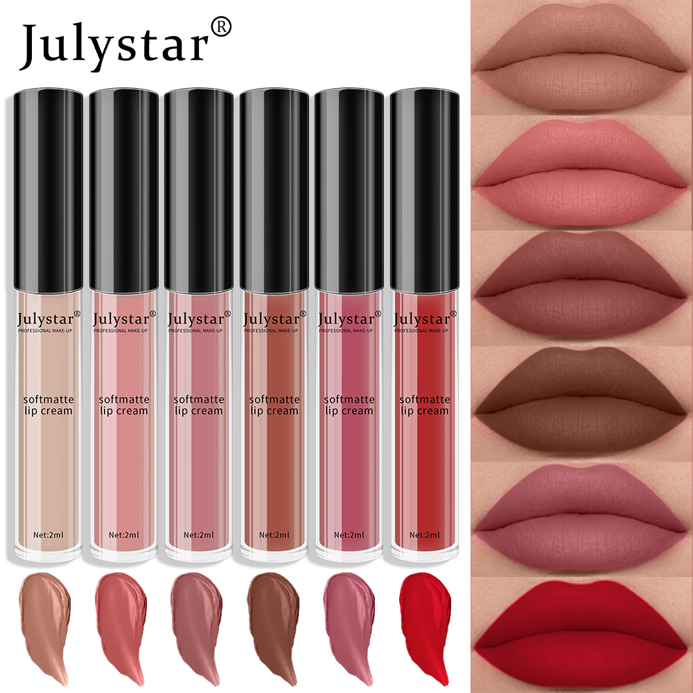 Julystar non-fading and non-sticking cup matte lip gloss, cross-border European and American dual-purpose lip gloss full figure