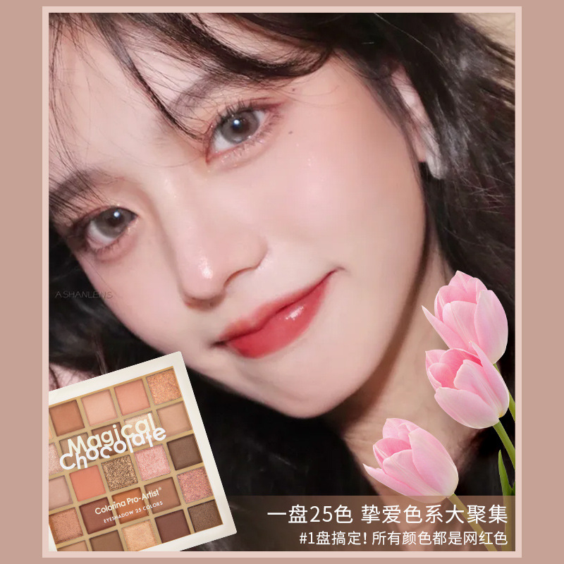 Ruili Makeup 25-color eyeshadow, play with color eyeshadow palette, pearlescent, matte, glossy, and multi-color eyeshadow palette cosmetics Specification drawing