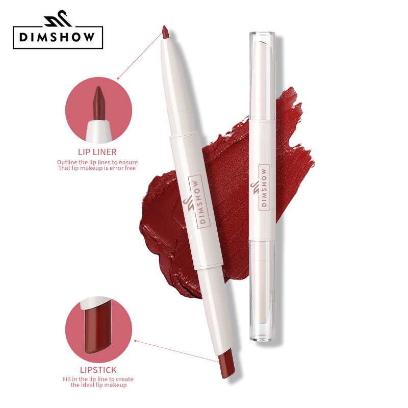 DIMSHOW matte velvet double-headed red lip liner pen is not easy to smudge when crossing borders Specification drawing