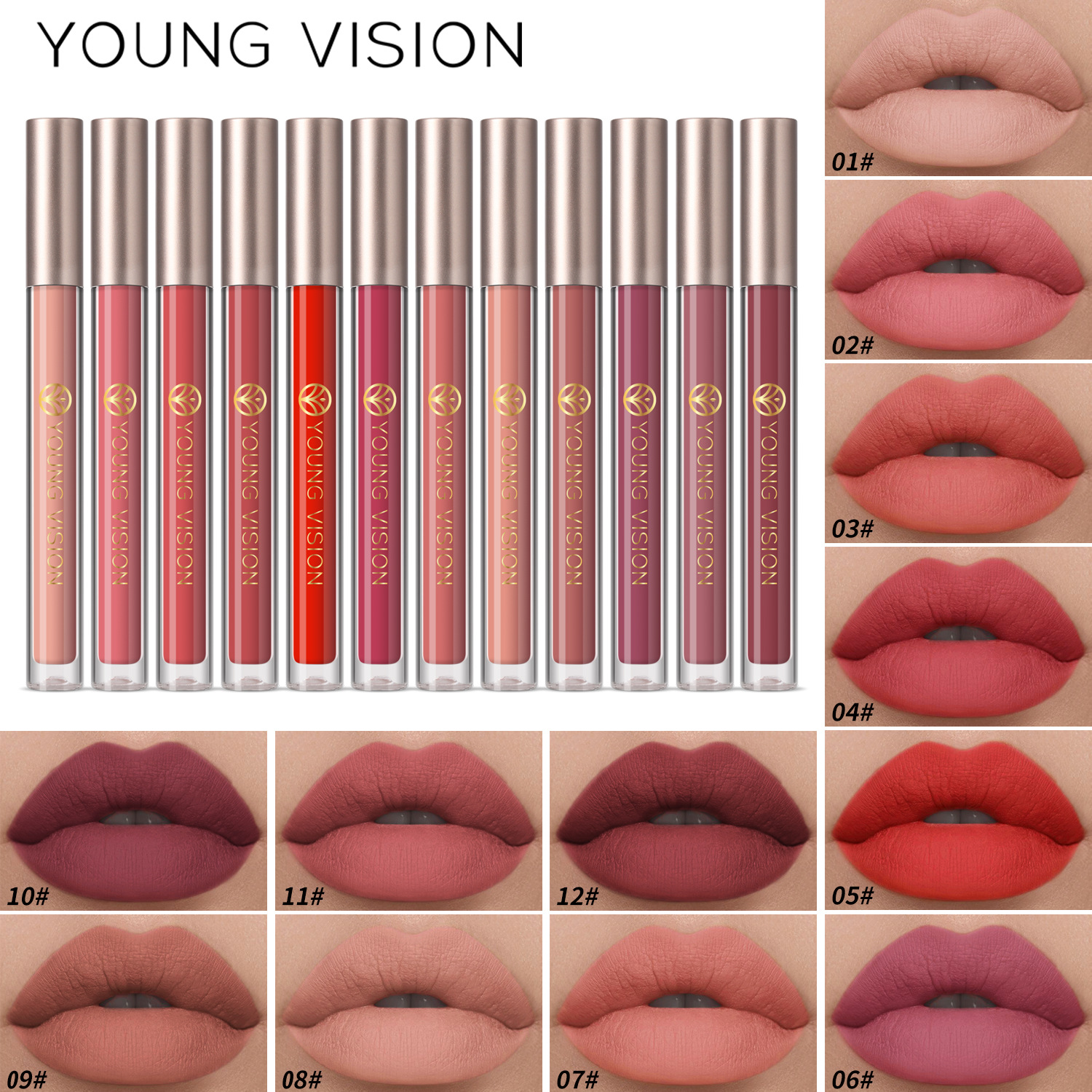 YOUNG VISION Matte 6-piece liquid Lipstick Gift Box Set: Non-Stick lip gloss full figure