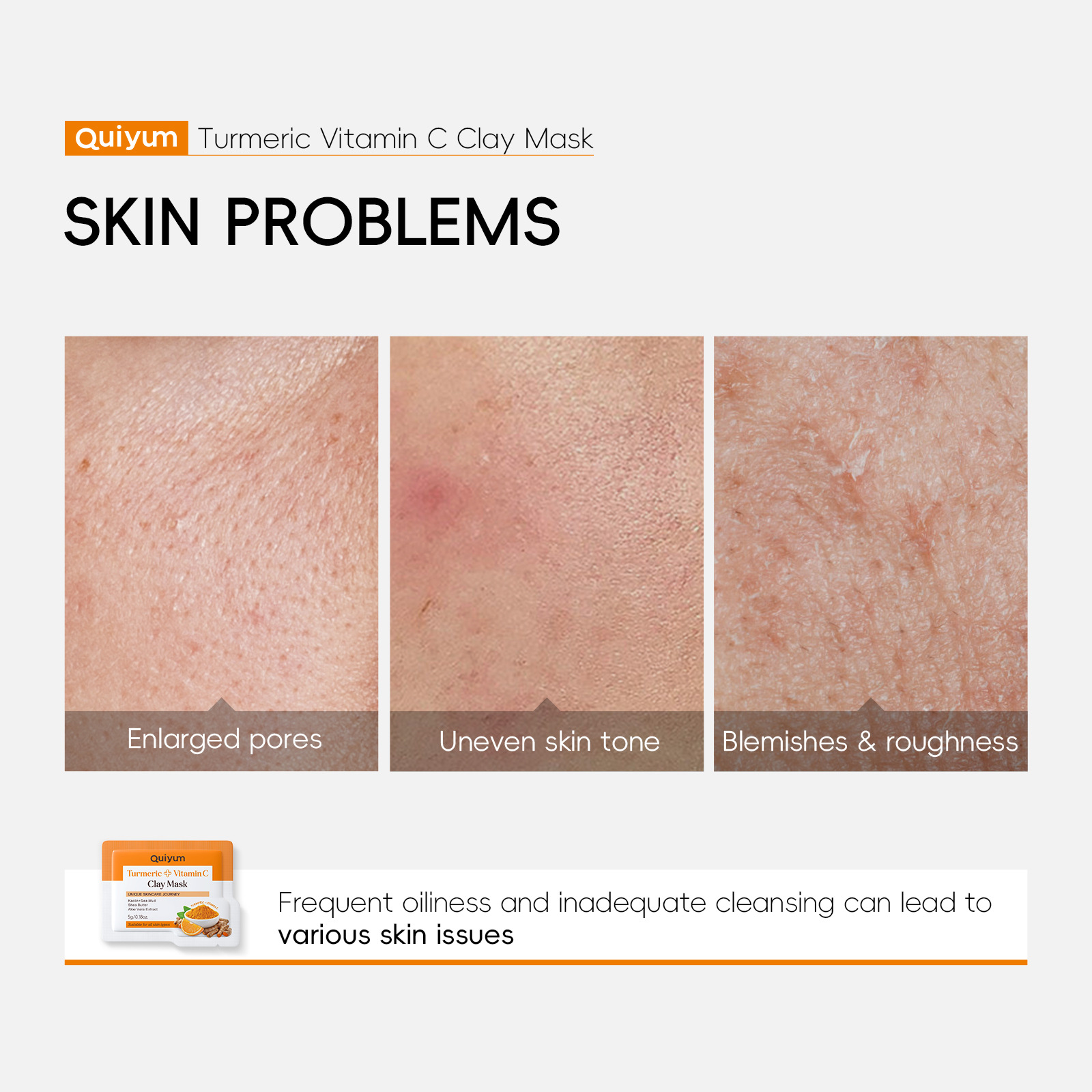 Cross-border quiyum turmeric Vitamin c Cleansing bagged Mud Mask 5g*12pcs Hydrating Mask mud wholesale one-piece consignment details Picture