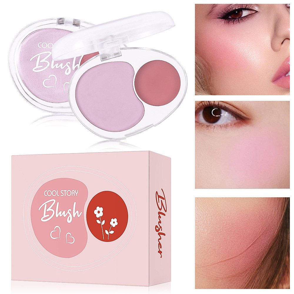 cool story Two-in-One Blush Paste Soft and Creamy Contouring Mashed Potato Paste Two-color Facial Brightening Mousse Blush Cream Plate full figure