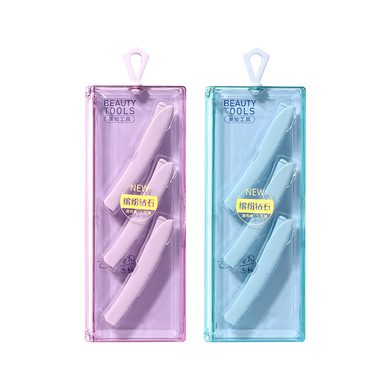 LMLTOP eyebrow trimmer three-piece set, compact and easy to carry with protective net, folding eyebrow trimmer box set SY340 Item Picture