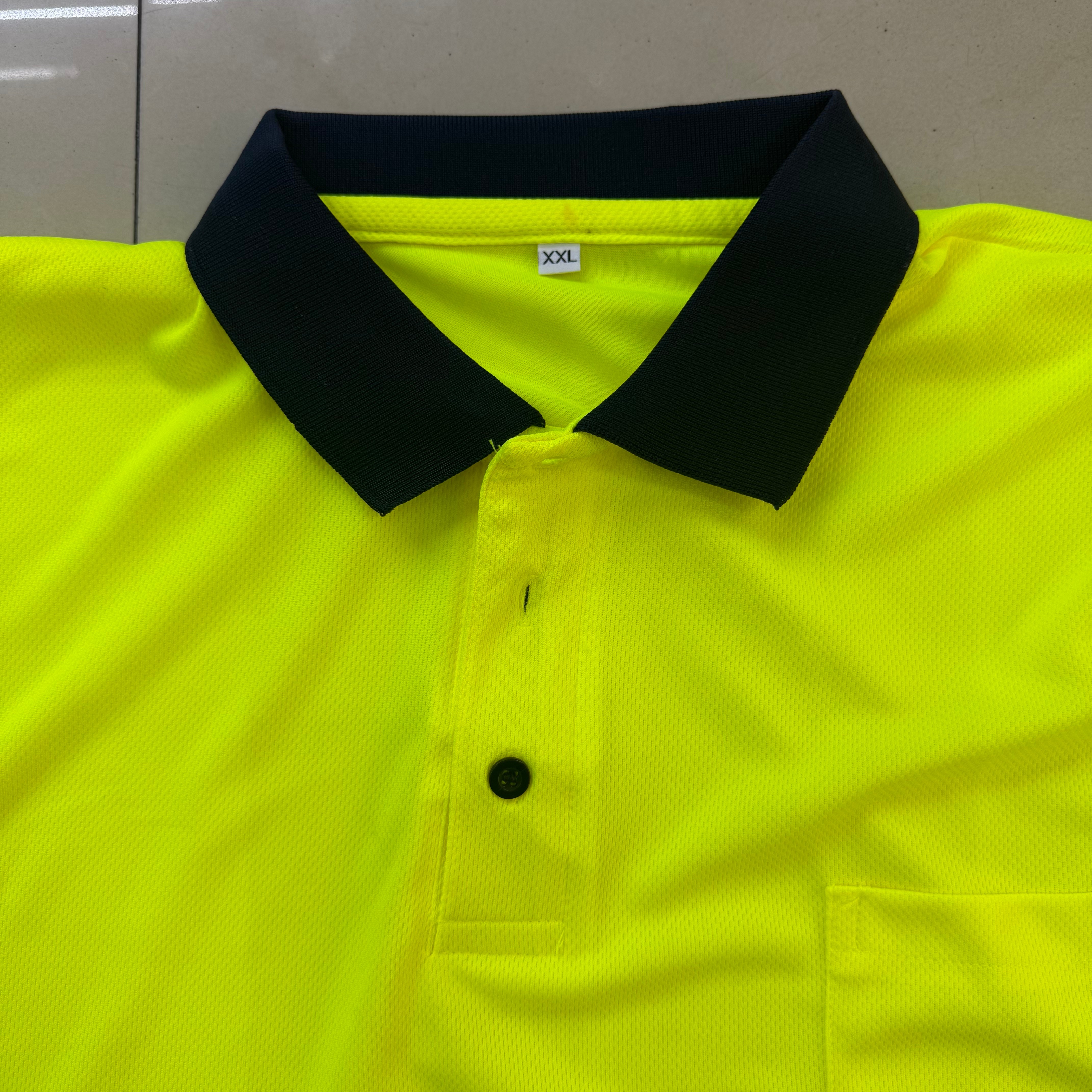 厂家直销夏季反光翻领Polo-shirt安全防护服舒适透气高警示白底实物图