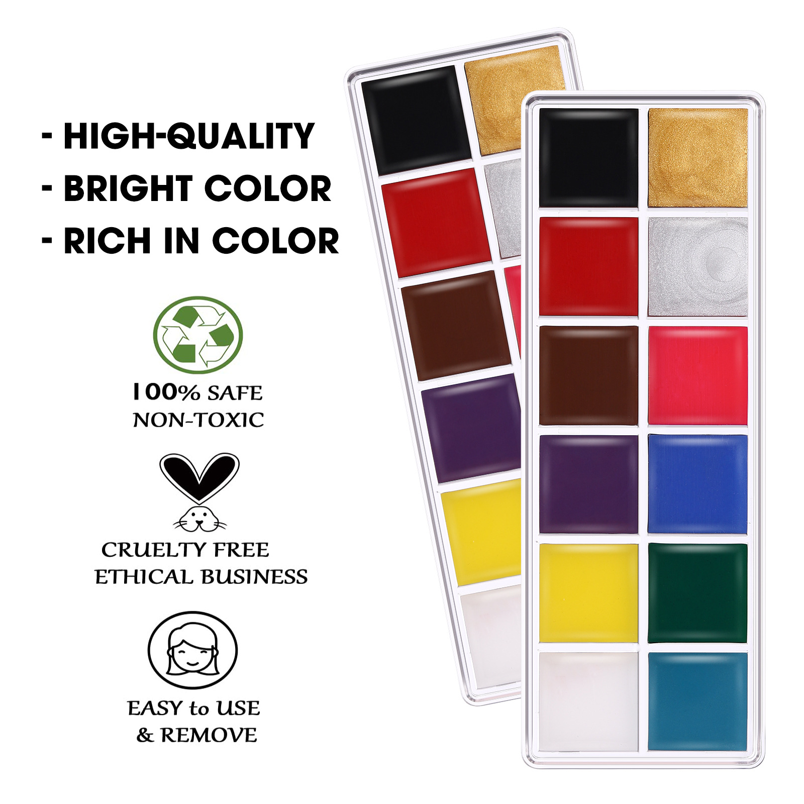 Langmanni 12-color oil-based facial makeup palette Body painting paint Saturation High DIY Face Color cream Application Scenario