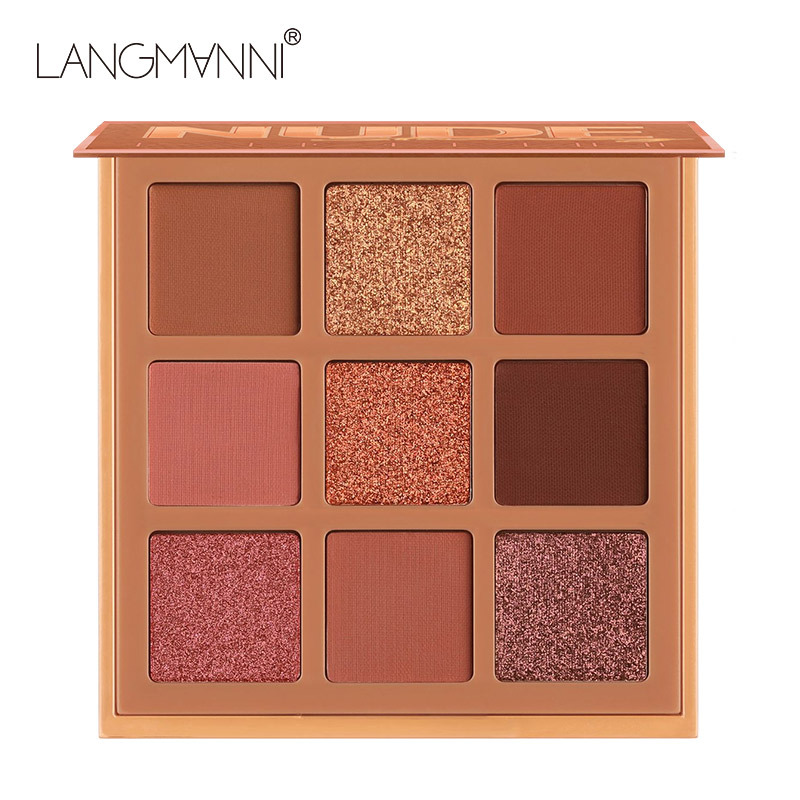 Langmanni Nine-grid Eyeshadow Palette, pearl and matte eyeshadow Cross-border makeup Specification drawing