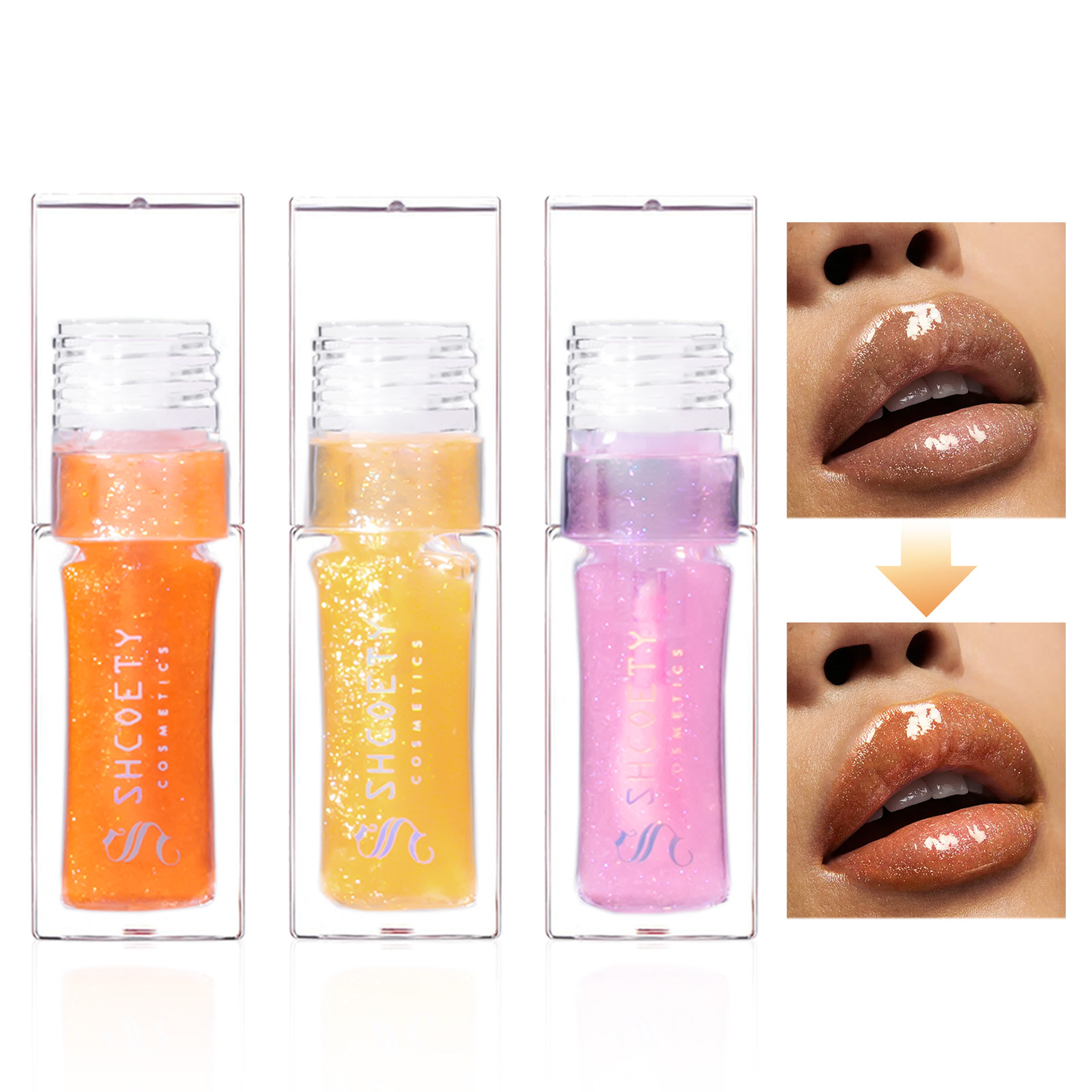 SHCOETY Cross-border Thermochromic Lip Oil Moisturizes and hydrates, easy to color, pearlescent fine shimmering color-changing lip gloss, and dudu Lip gloss Item Picture
