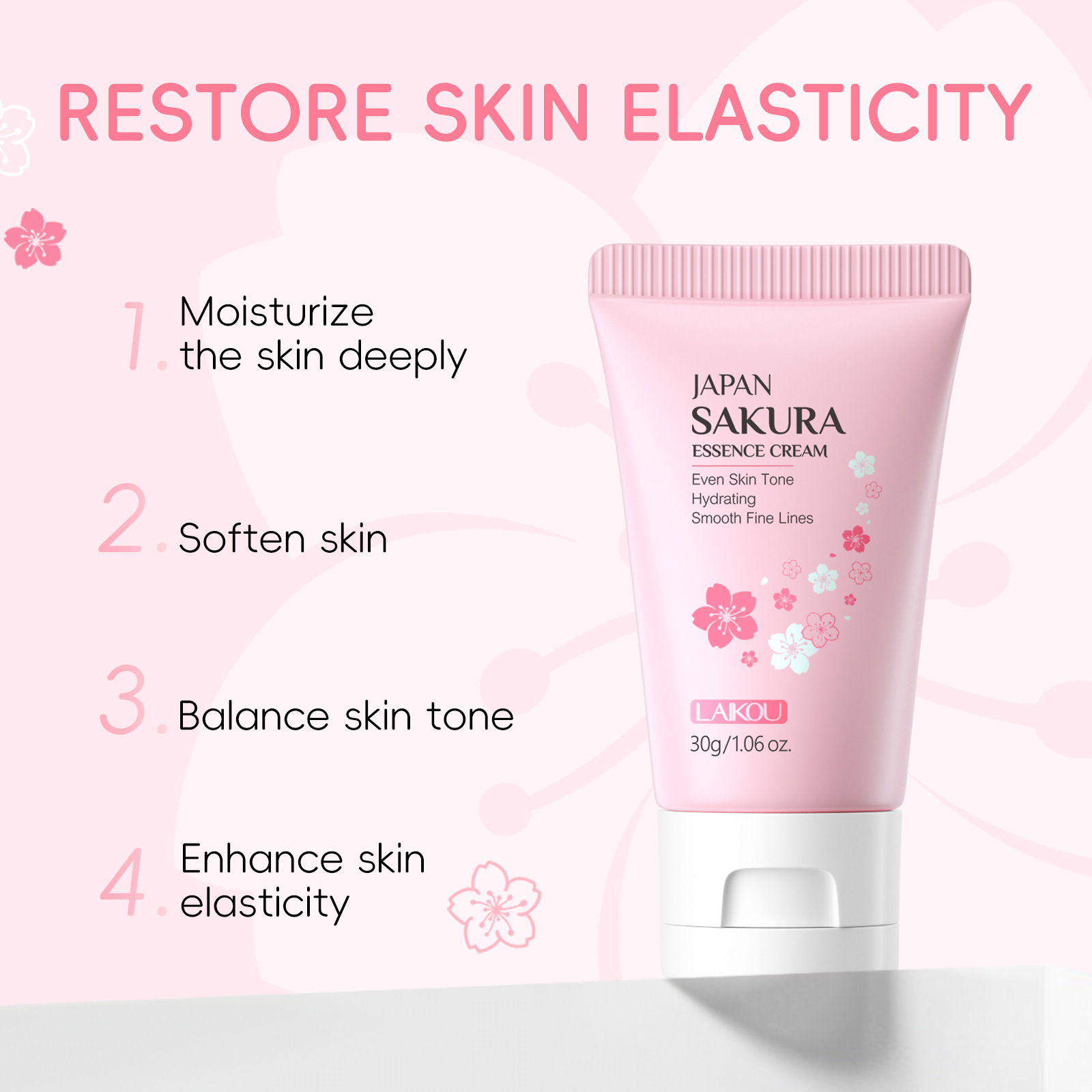 LAIKOU Cherry Blossom Essence Cream 30g, a moisturizing and hydrating skin care product in stock from the manufacturer details Picture