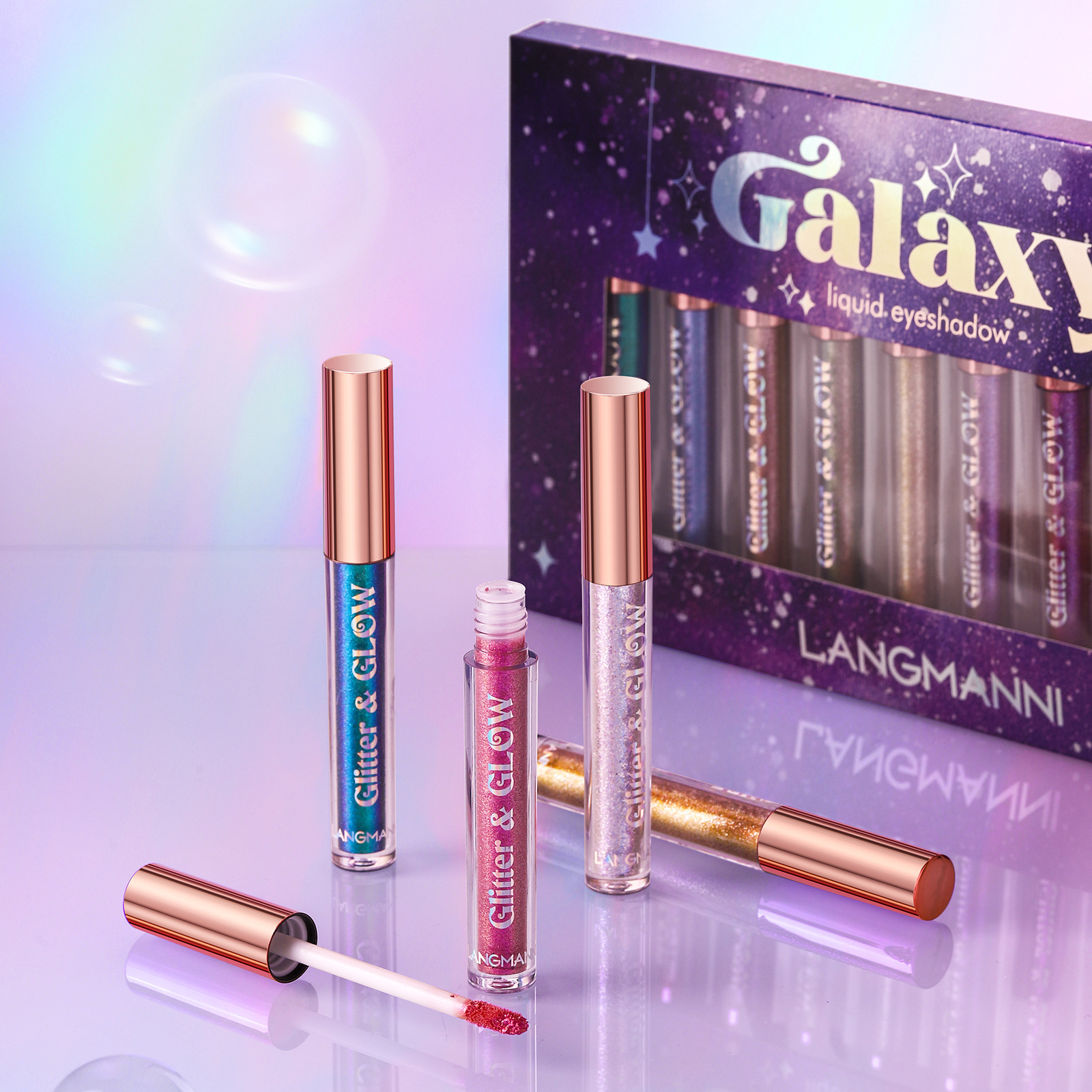 Langmanni Diamond Sparkling Liquid Eyeshadow Ten-Color Set Psychedelic Pearl Eyeshadow Liquid Set details Picture