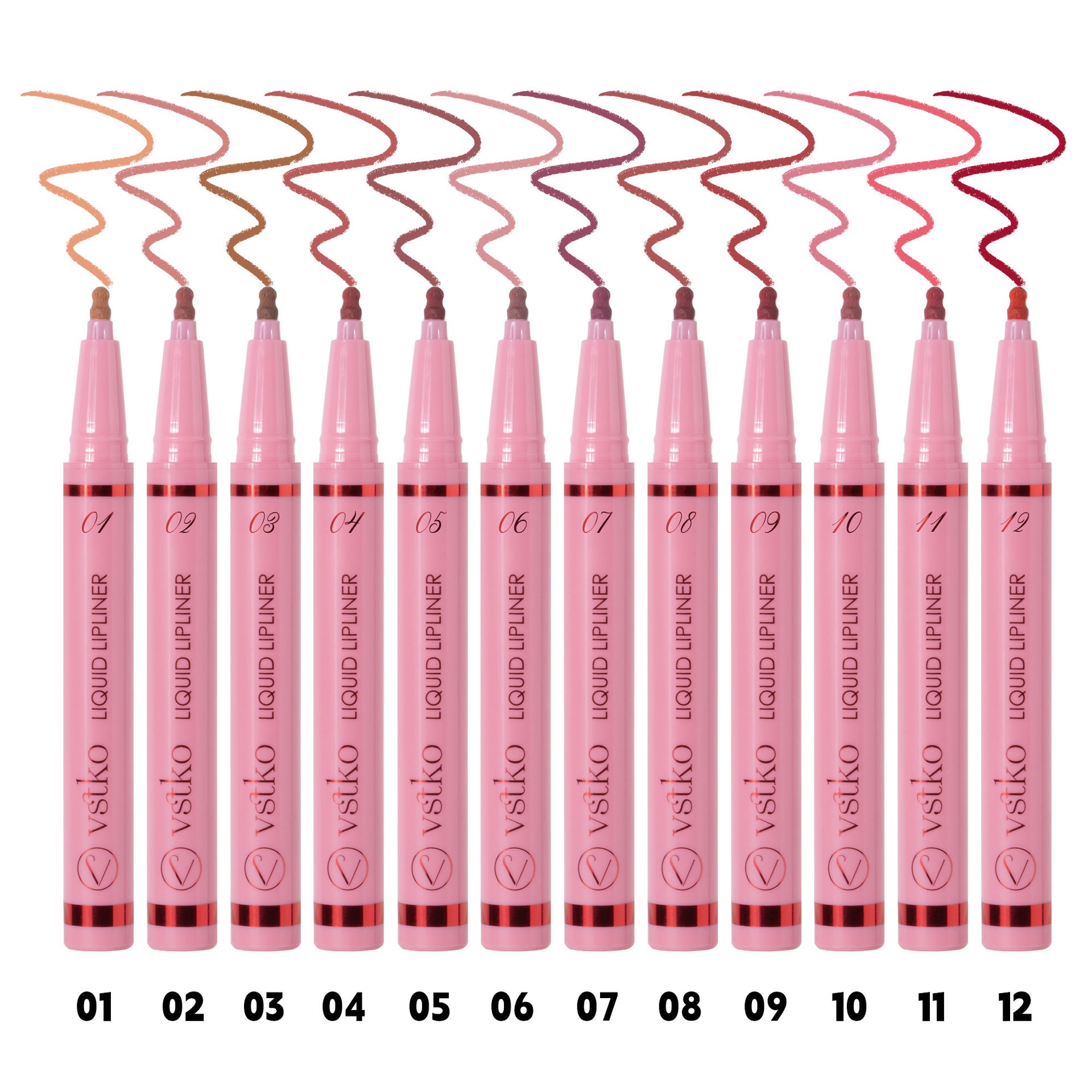 VSTKO Cross-border gourd-head liquid Lip liner pen Matte, easy to color, non-smudging, waterproof, long-lasting nude lipstick pen Item Picture