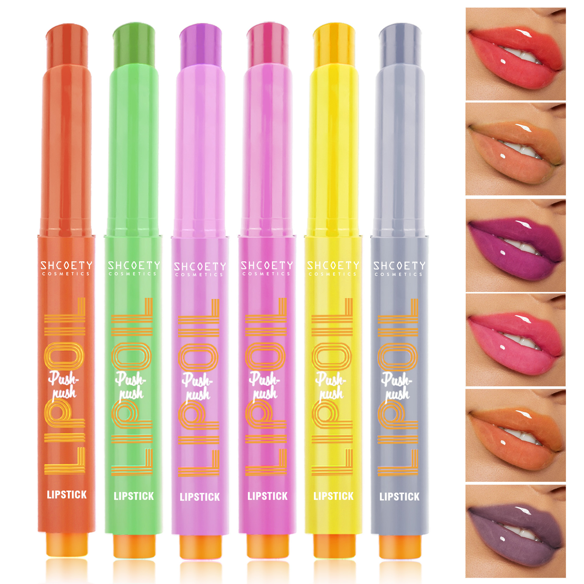 SHCOETY Cross-border Makeup Jelly Press Lipstick Solid Water Light Lip Gloss Mirror Lip Gloss Multi-color export lipstick full figure