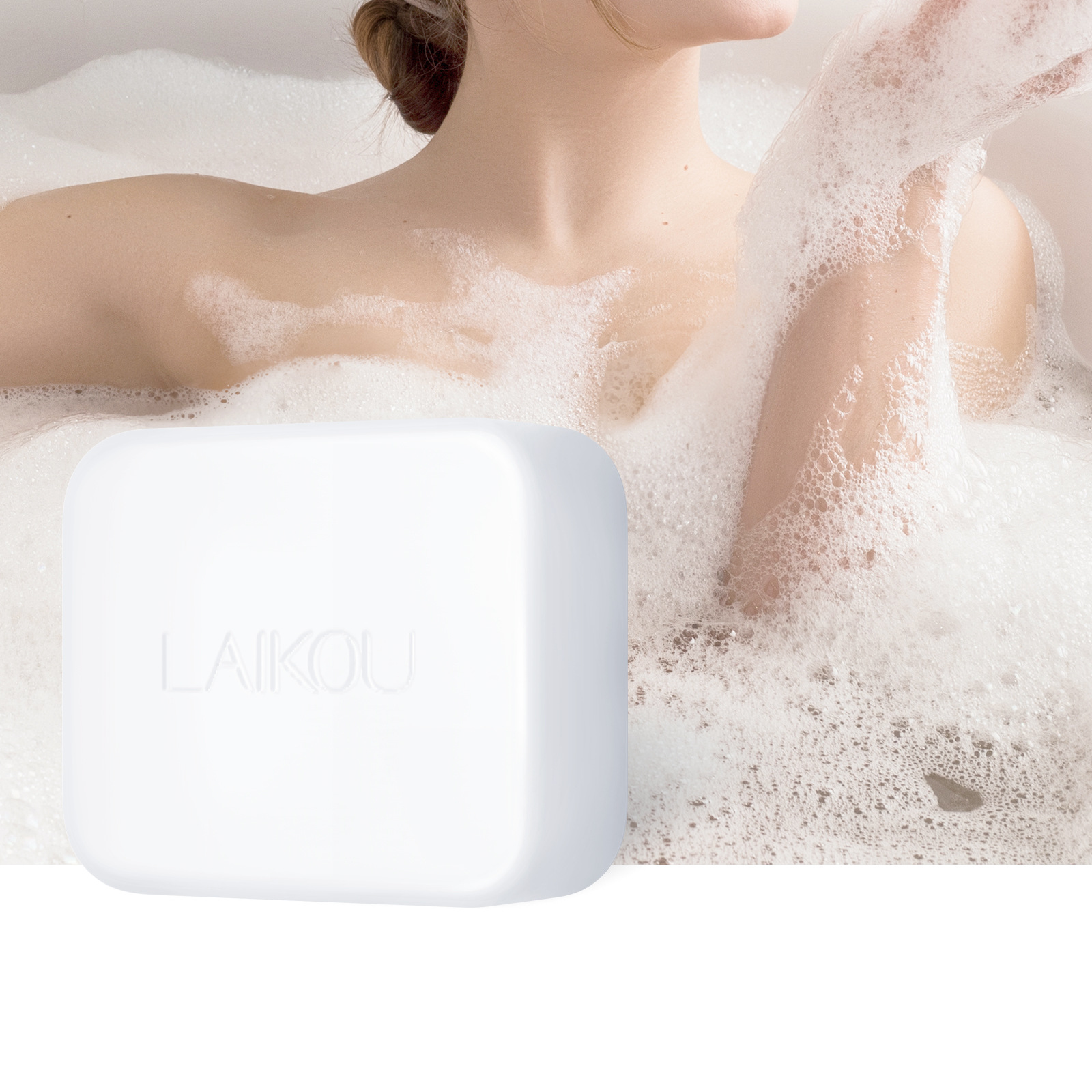 The new cross-border product LAIKOU Moisturizing and Cleaning Milk Handmade Soap 110g is in stock and available for wholesale from the manufacturer. It comes in English packaging full figure