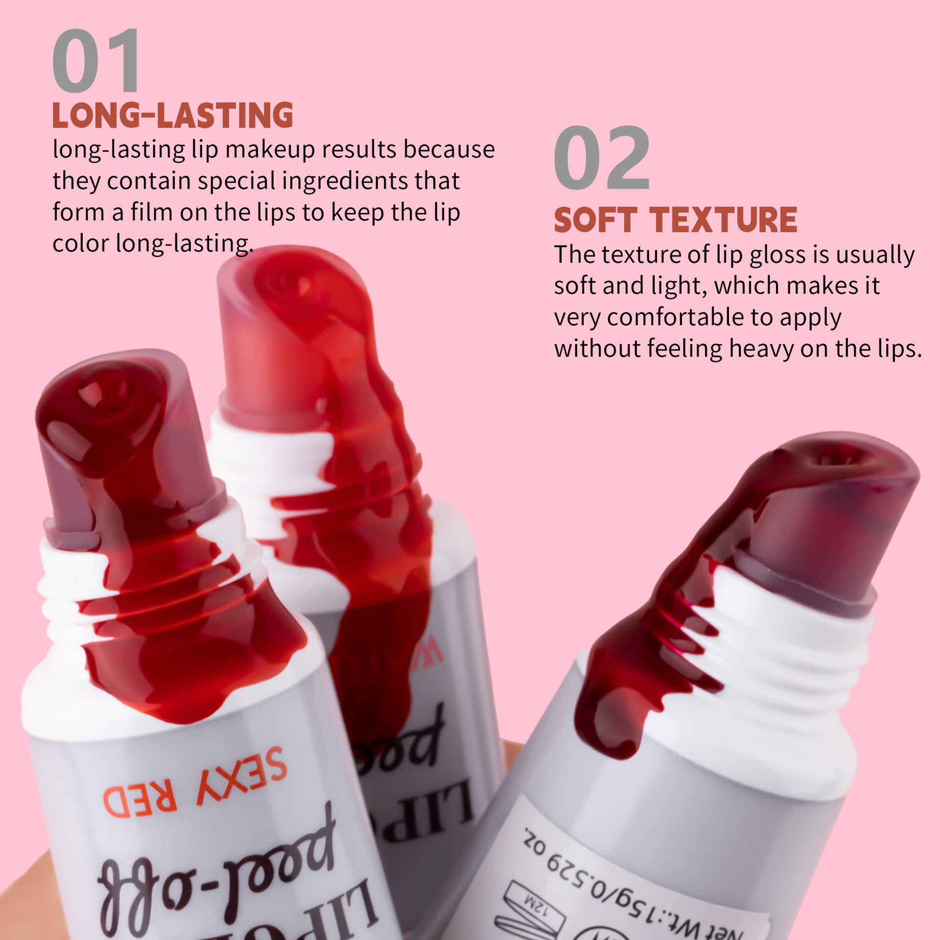 SHCOETY peel-off lipstick, Moisturizing lip mask, lip gloss, stretch, waterproof, non-fading, non-stick, Sexy lip gloss, cross-border details Picture