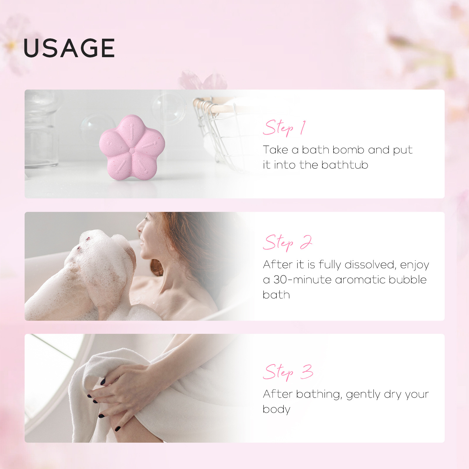Cross-border Laiko Japanese Cherry Blossom Bubble Explosion Bath Salt 30g Body Cleansing, Moisturizing and hydrating Manufacturer in stock wholesale details Picture
