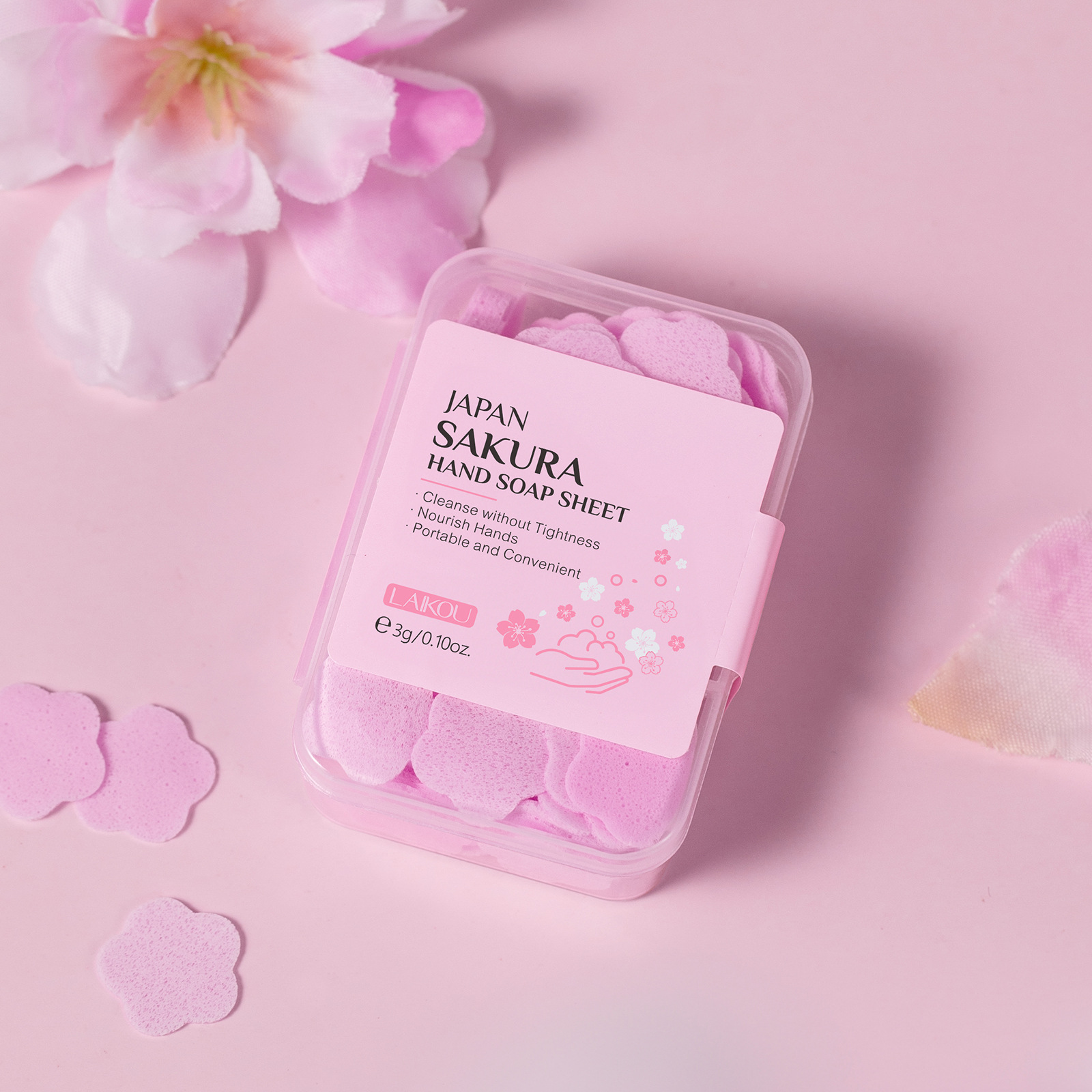 Disposable soap sheets, portable soap paper, mini petal hand sanitizers for students and children to carry around full figure