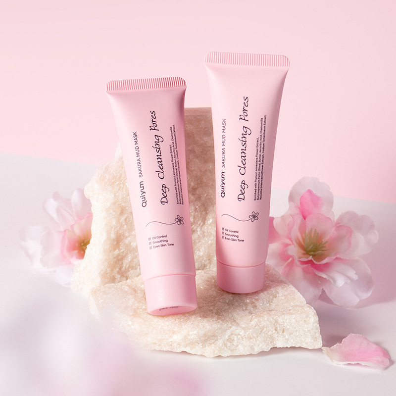 temu version QUIYUM Cherry Blossom Mask Mud (Tube) 30g Cleansing, Hydrating and Moisturizing Manufacturer wholesale FDA full figure