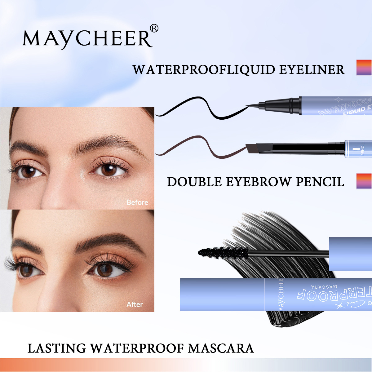 MAYCHEER Heart-to-Heart Beauty 8-piece Set Gift Box, Qixi Festival Valentine's Cross-border Export All-English Makeup Set Specification drawing