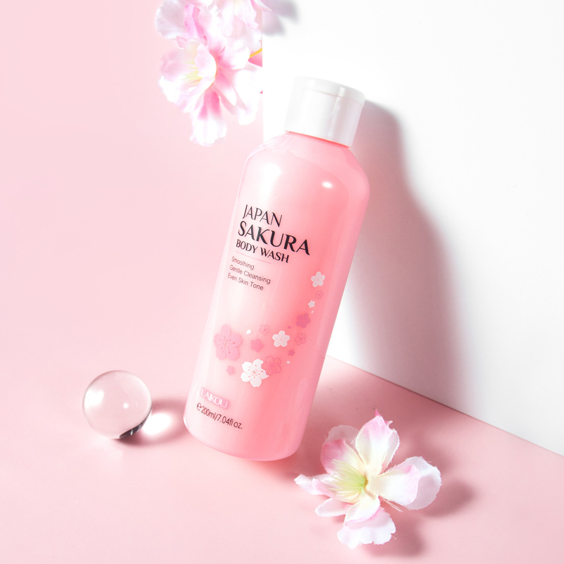 LAIKOU Japanese Cherry Blossom Body Wash 200ml for Cross-border Moisturizing, hydrating and softening Skin Cleansing in stock full figure