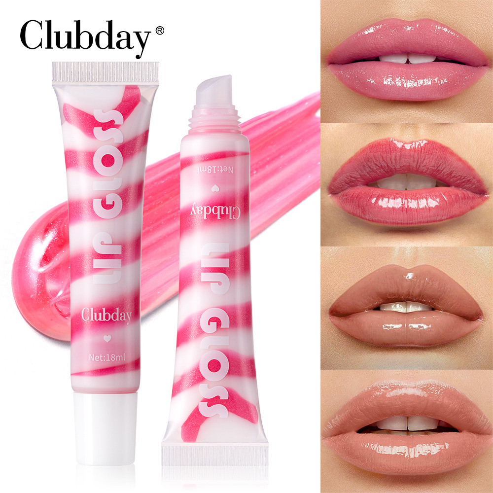 Clubday's soft tube pearlescent Fine Shimmering Moisturizing and Nourishing spiral fruit-flavored Lip gloss in 4 colors, long-lasting and easy to color, cross-border bestseller Specification drawing